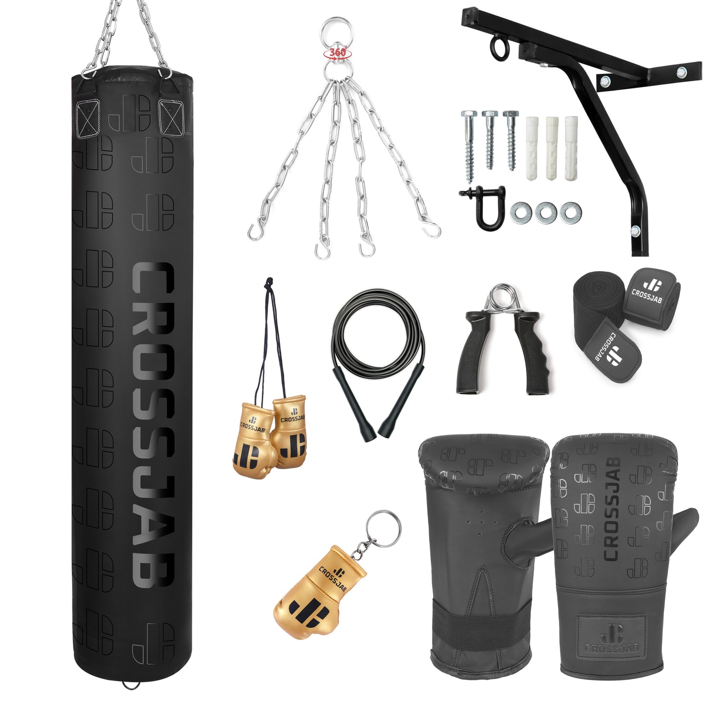 Boxing punch bag set with wall bracket